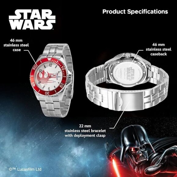 NWT - Star Wars Adult Honors Diver Bezel Analog Quartz Bracelet Watch - Picture 13 of 14